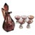 Vintage Art Deco-style mulberry purple glass carafe set of 6 from the 1950s. A beautifully shaped carafe in mulberry-...