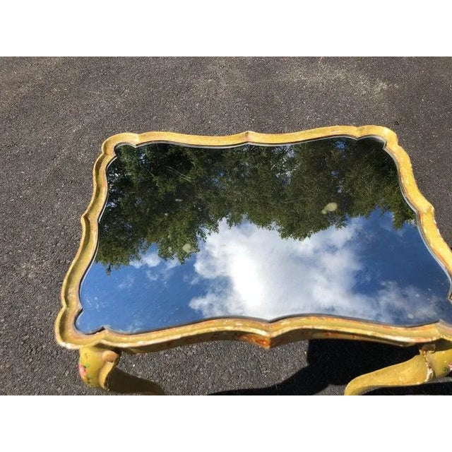 1950s Italian Hand Painted Mirror Top Side Table For Sale - Image 5 of 13