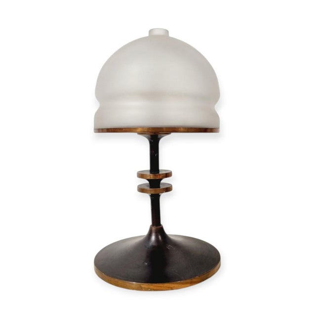 Vintage Swedish Grace Mushroom Table Lamp with Copper Base and Opal Glass Shade, 1960s For Sale - Image 9 of 9