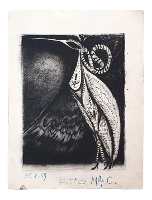 Bird - Original Etching by Marcel Guillard - 1959 1959