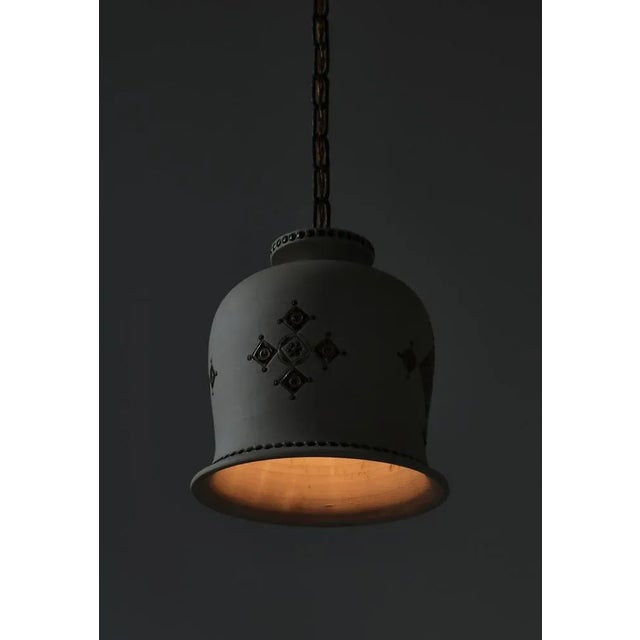 Green Danish Modern Stoneware Pendant Lamp attributed to Still Keramik, 1960s For Sale - Image 8 of 12