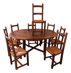 Wooden Extendable Dining Table and Chairs, Set of 9