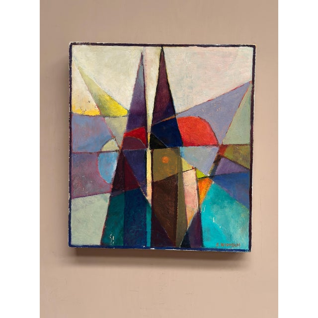 Original Swedish Oil on Panel – “Geometric Composition” by Stellan Widholm – Signed – Vintage & Framed – 35 × 32 × 5 cm...