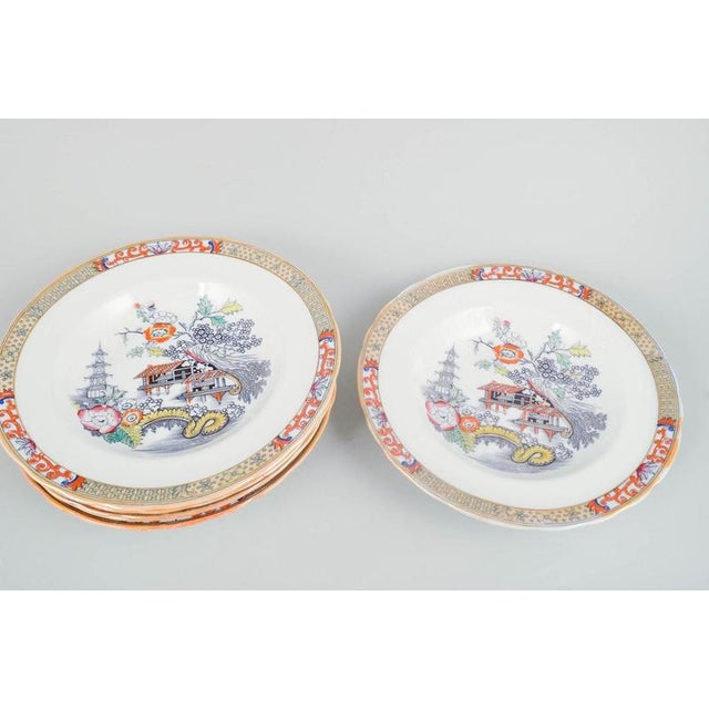 Rörstrand Japan series, set of six deep plates. Deep plates in faience with oriental-inspired decoration in polychrome...