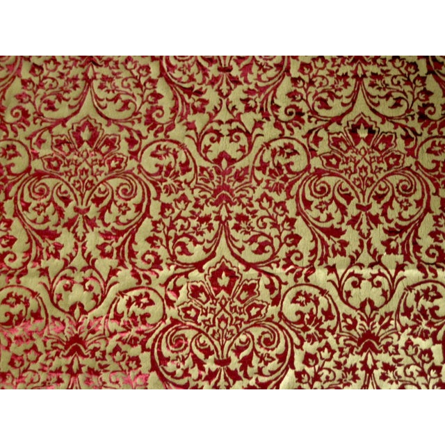 Baroque Gold Hand Printed Silk Italian Ardecora Velvet For Sale - Image 3 of 10