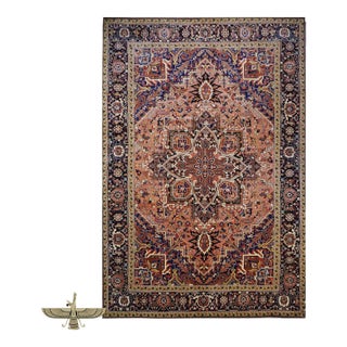 Persian Heriz Wool 13x20 Red, Orange & Black Handmade Area Rug #9902086 For Sale