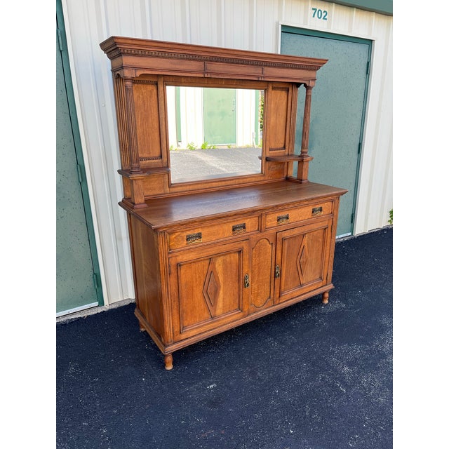Antique Arts and Crafts Quartersawn Oak Sideboard Buffet For Sale - Image 10 of 12