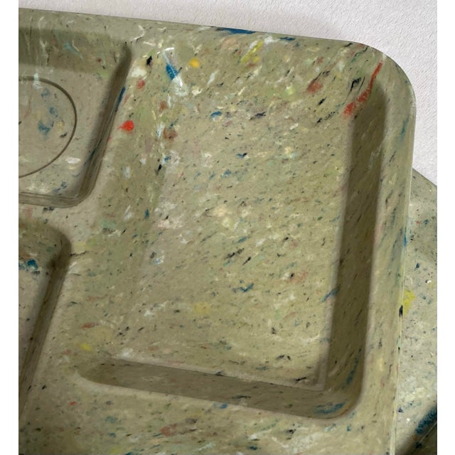 Vintage Texas Ware Dallas Green Confetti Melamine Plastic Divided Tray - Set of 2 For Sale - Image 9 of 10