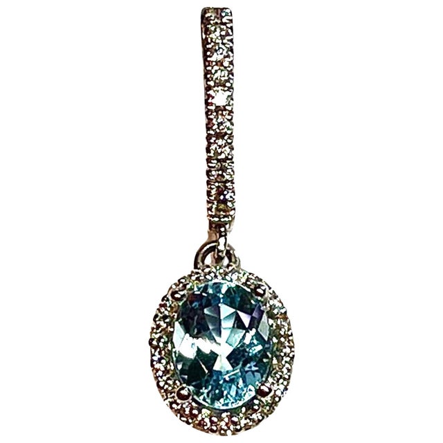 Natural Finely Faceted Quality Natural Aquamarine Diamond Dangle Earrings 14k W Gold 2.55 TCW Certified $4,950 211358...