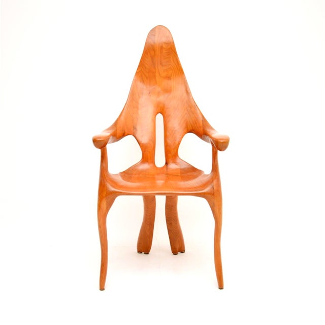 An exquisite 1970’s vintage Italian studio craft sculptural armchair, in the manner of Sam Maloof. This was recently...