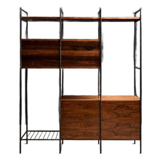 “Mf 710” Modular Bookshelf in Rosewood & Metal, Geraldo De Barros for Unilabor, Brazil, C. 1955 For Sale
