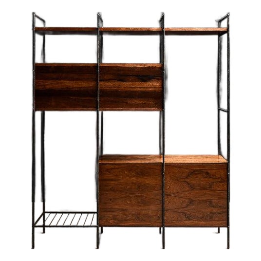 “Mf 710” Modular Bookshelf in Rosewood & Metal, Geraldo De Barros for Unilabor, Brazil, C. 1955 For Sale