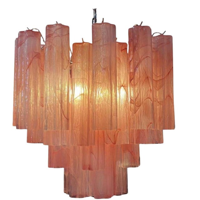 Pink Alabaster Murano Glass Tronchi Chandeliers, 1980s, Set of 3 For Sale - Image 15 of 16