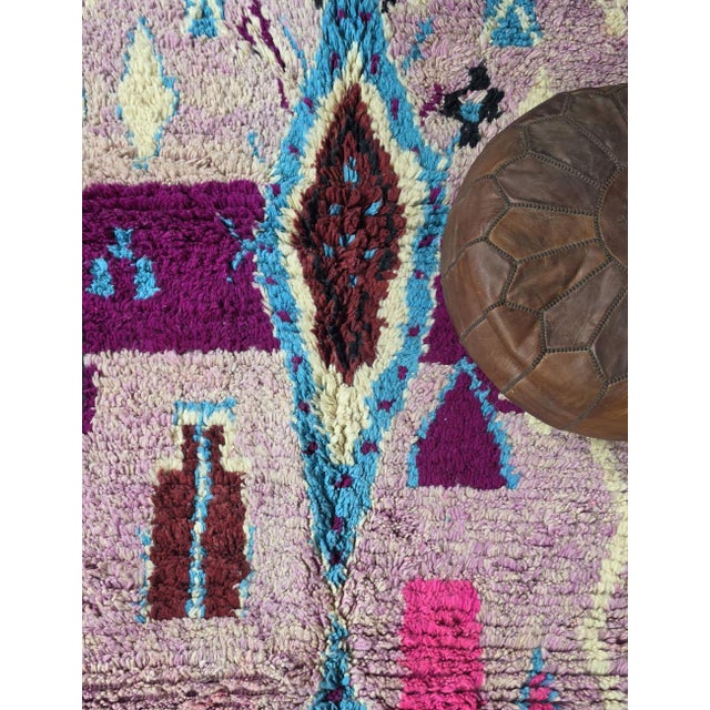 Mauve Mauve Handwoven Berber Wool Rug - 9.7 X 5.6 Ft For Sale - Image 8 of 8