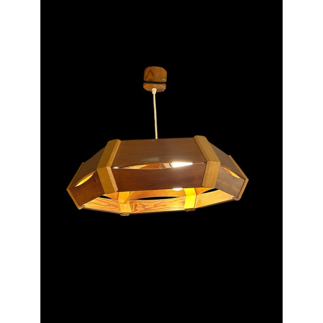 Brutalist Wood Pendant, 1970s For Sale - Image 4 of 8