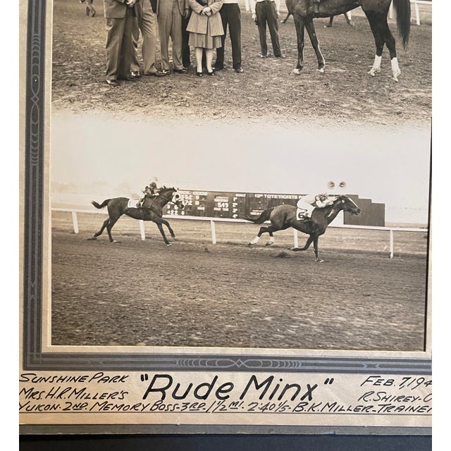 Traditional 1948 Rude Minx Winners Circle Horse Racing Photograph For Sale - Image 3 of 3
