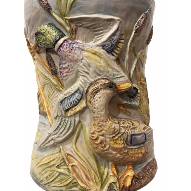 Mid-Century Italian Ceramic Hand Painted Duck Vessel For Sale - Image 4 of 7