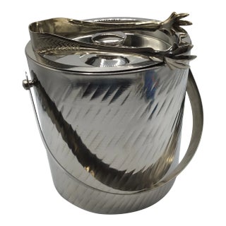 Stainless Steel Double Wall Insulated Ice Bucket With Ice Tongs by Tamari For Sale