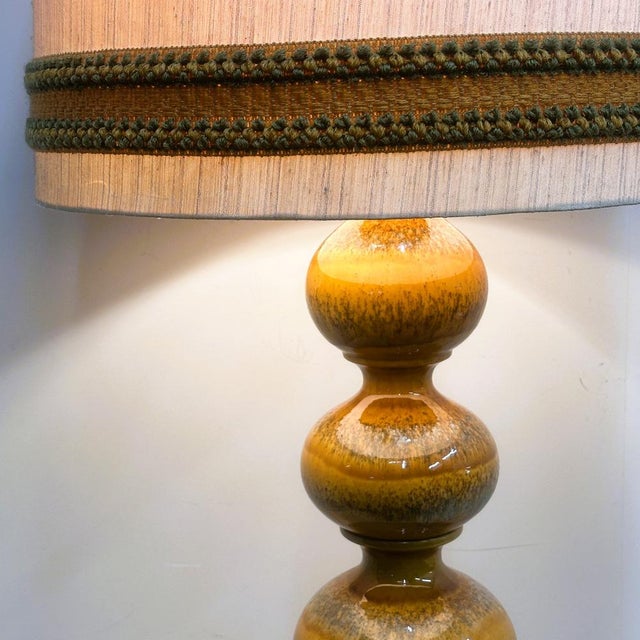 Mid-Century Modern Large German Mustard Ceramic Lamp from Kaiser Leuchten, 1970s For Sale - Image 3 of 13