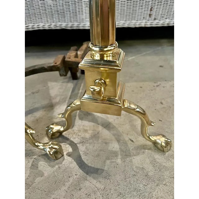Early 19th Century Federal Classical Brass Andirons For Sale - Image 5 of 9