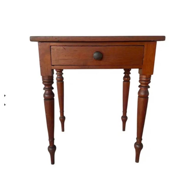 Wood Sheraton Cherry Side Table, Antique American Design For Sale - Image 7 of 7