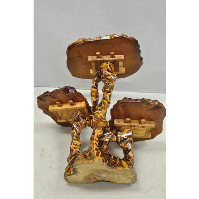 Vintage Mid Century Modern Live Edge 3 Tier Walnut Plant Stand Side Table For Sale - Image 13 of 15