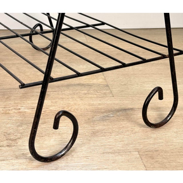 Metal Mid-Century Atomic Sunburst Black Magazine Rack Vinyl Record Stand For Sale - Image 7 of 8