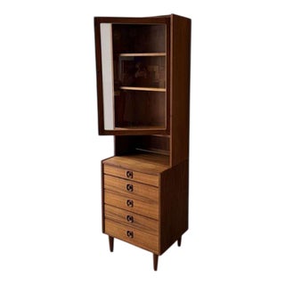 Vintage Teak Wall Cabinet with Display Case, 1960s For Sale