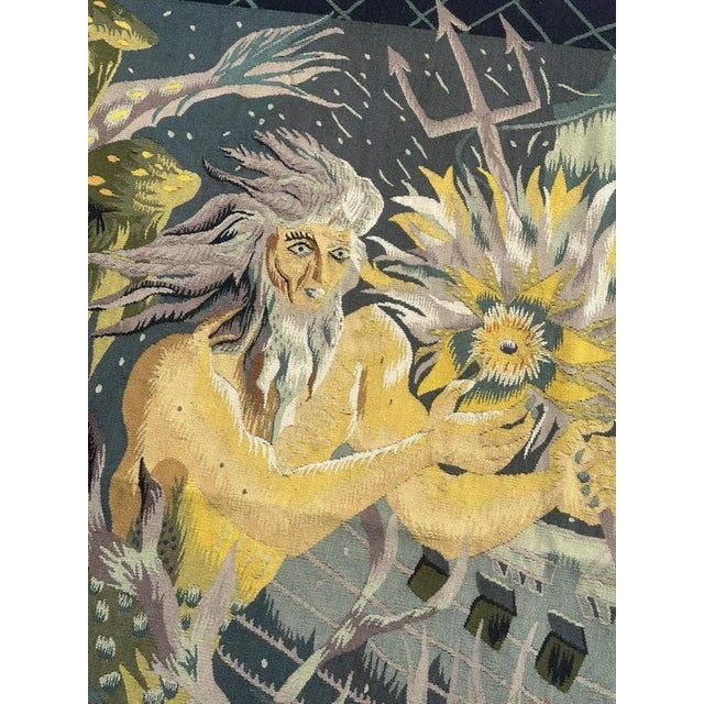 Brown The Sunken Nave Tapestry from Aubusson, 1930s For Sale - Image 8 of 18