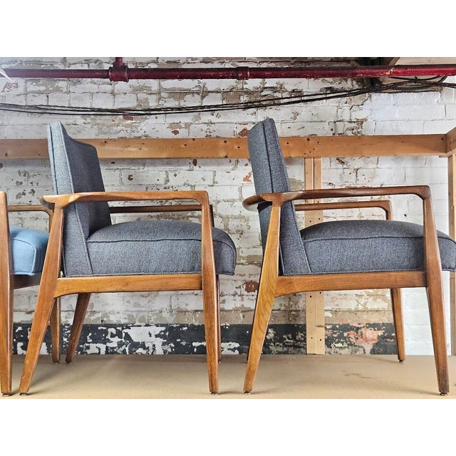Pair of MCM accent chairs with new foam, and fabric, perfect as stylish side chairs, office seating, or a statement...