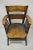 Arts & Crafts Early 20th Century Antique Arts & Crafts Mission Oak Bowed Spindle Plank Seat School Arm Chair For Sale - Image 3 of 12
