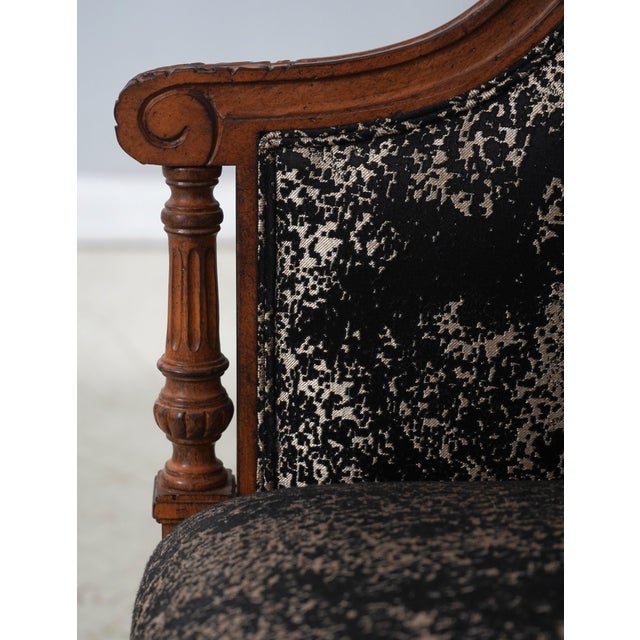 Brown French Louis XV Style Upholstered Bench Settee For Sale - Image 8 of 18