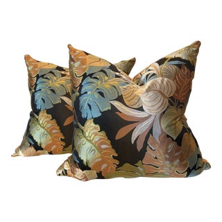 Silk Flora Pillows - A Pair For Sale