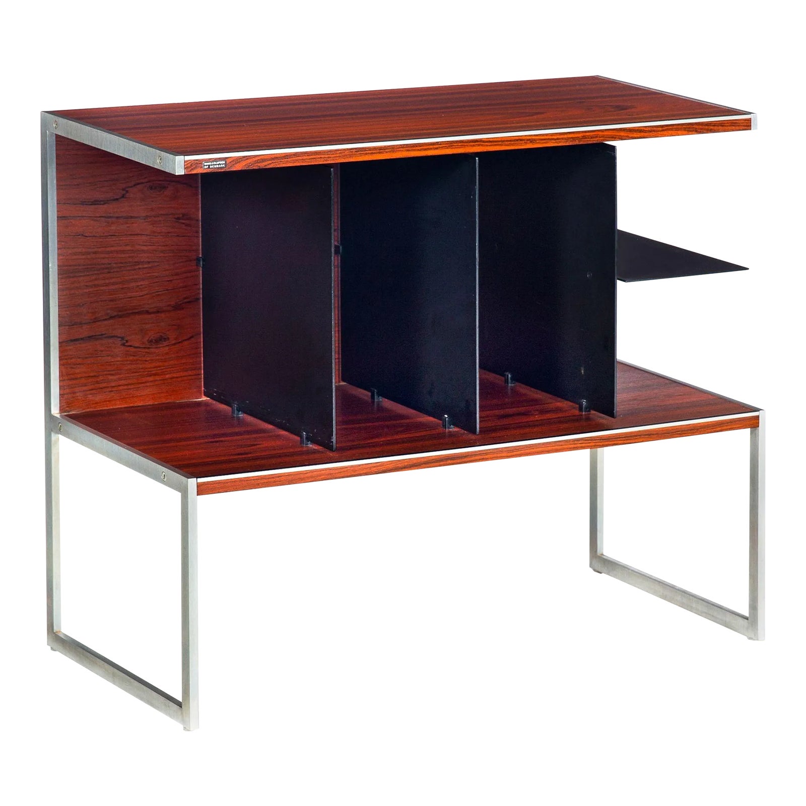 Rare Rosewood & Brushed Steel Media Shelf Console Table by Bang ...
