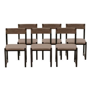 Vintage Brutalist Dining Chairs by Emiel Veranneman for De Coene, 1970s, Set of 6 For Sale