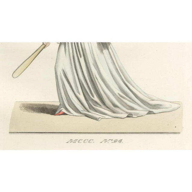 Gold Camille Bonnard, Medieval Tennis Costume Study, Hand-Colored Lithograph, 1845 For Sale - Image 8 of 10