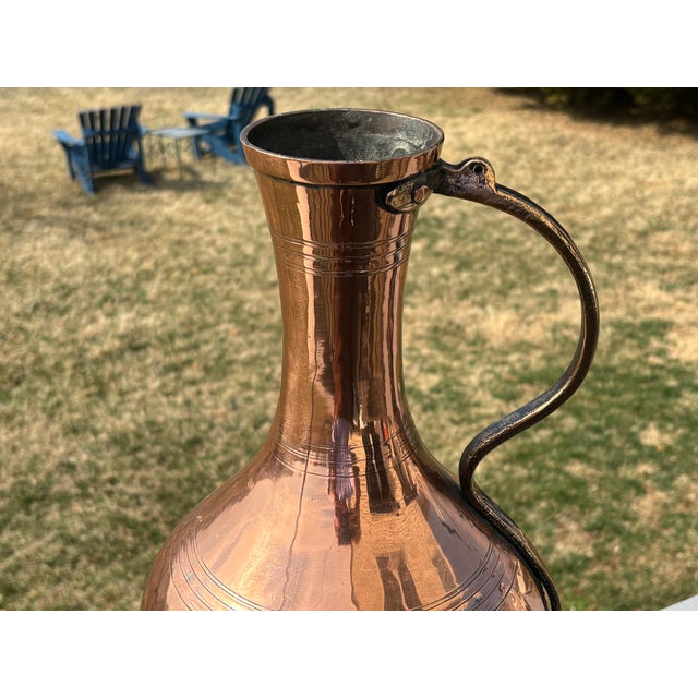 Late 19th Century Tall and Highly Detailed Late 19th / Early 20th C. Copper and Brass Vessel Vase Pitcher For Sale - Image 5 of 12