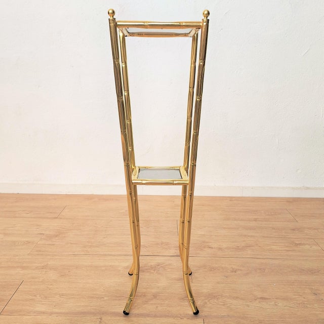 Hollywood Regency Bamboo-Shaped Flower Stand, 1970s For Sale - Image 4 of 6