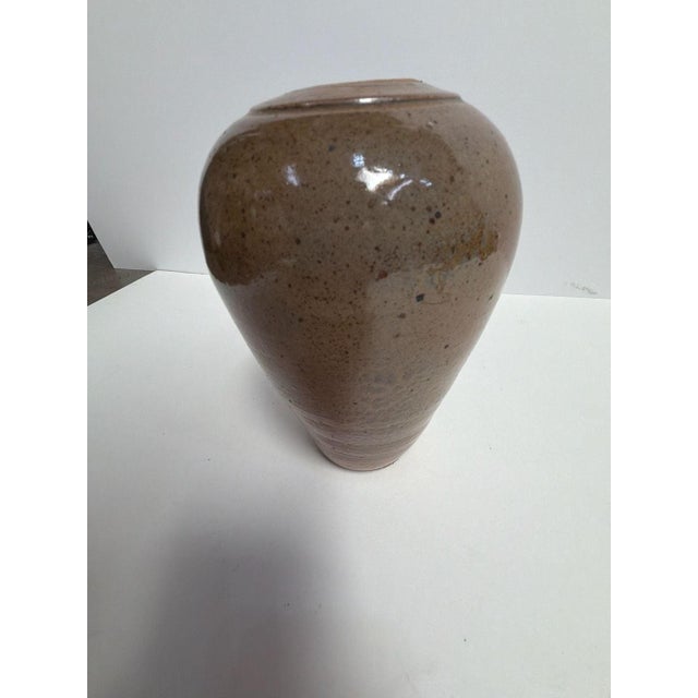 1970s Handmade Wood Fired Stoneware Vase with Ash Glazed Speckled Finish For Sale In Los Angeles - Image 6 of 9