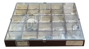 Display Cases with Various Minerals, Set of 4
