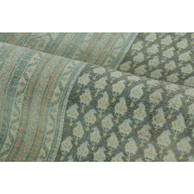 Green Antique Persian Saraband Rug With Intricate Boteh Grid in Green Hues - Rug & Kilim For Sale - Image 8 of 9