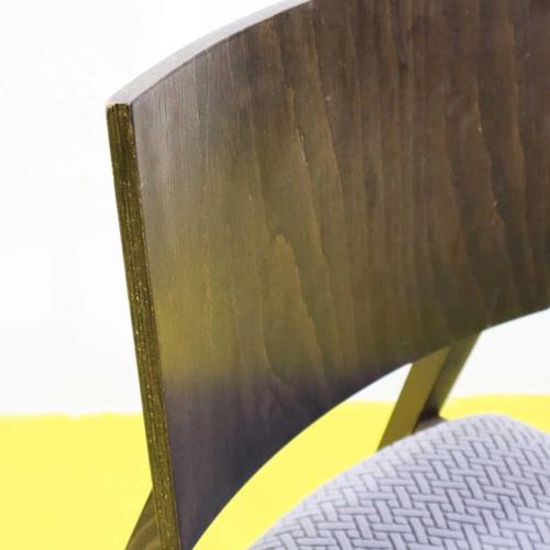 Wooden Chair with Upholstered Seat in Grey Geometric Fabric For Sale - Image 3 of 10