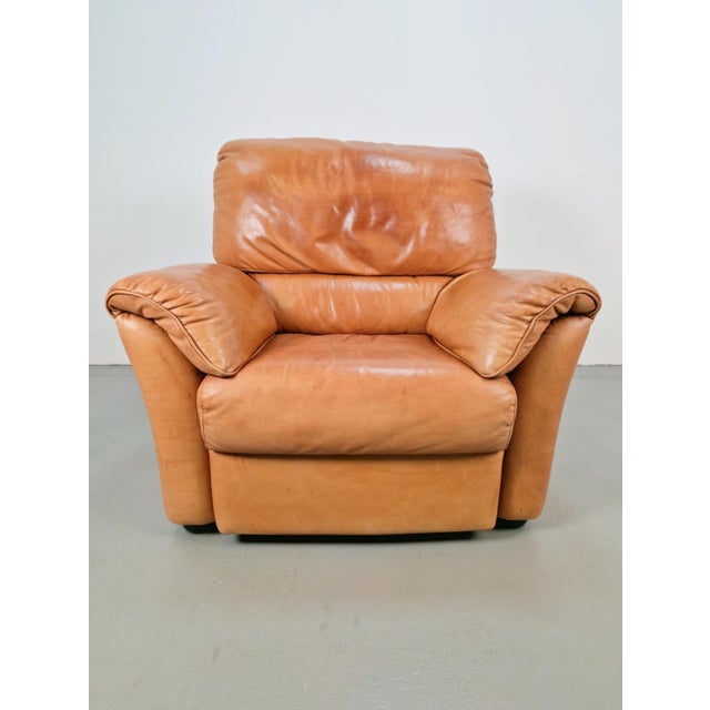 Calf Leather Lounge Chair from Natuzzi, Italy, 1990s For Sale - Image 12 of 15