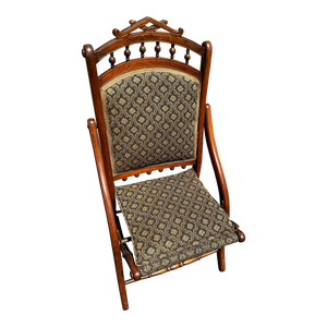 Late 19th Century Eastlake Victorian Tapestry Folding Chair Civil War Era