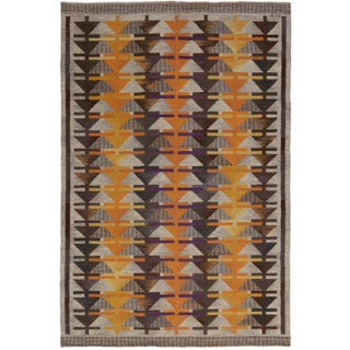 Doris Leslie Blau Midcentury Swedish Rolakan Rug by Gavleborgs Lans Hemslojd For Sale