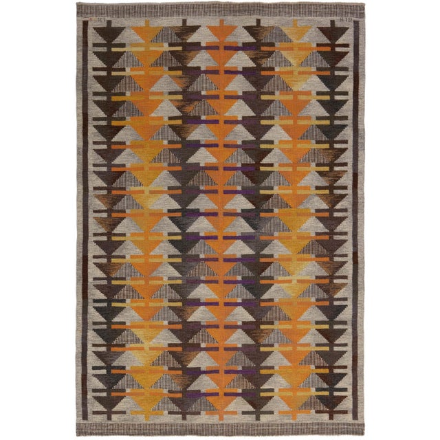 Doris Leslie Blau Midcentury Swedish Rolakan Rug by Gavleborgs Lans Hemslojd For Sale
