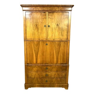 Louis Philippe Charles X Secretary Cabinet in Blond Walnut, 1830 For Sale