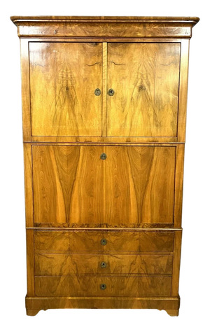 Louis Philippe Charles X Secretary Cabinet in Blond Walnut, 1830
