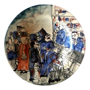 Vintage Italian Art Ceramic Rossicone Pharmacy Plate by Franz Borghese, 1980
