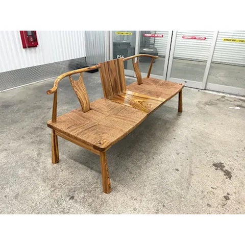 Designer Xiaojie Zhu Post Modern Studio Made Zebra Wood Bench For Sale - Image 9 of 13